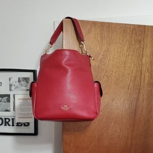 Coach Pennie Cherry Red Leather Shoulder Crossbody Bag